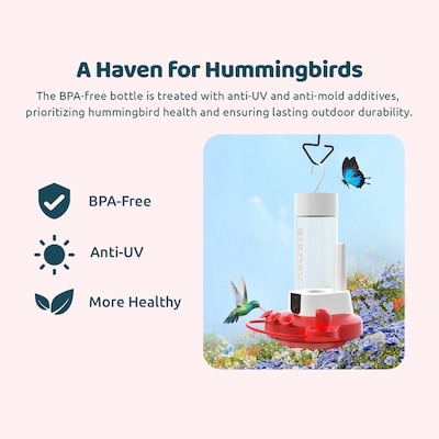 Birdfy Smart Hummingbird Feeder Duo with 2 Cameras, Solar Panel and Free AI Lifetime Subscription, Red (EPPAMBNI8501110)