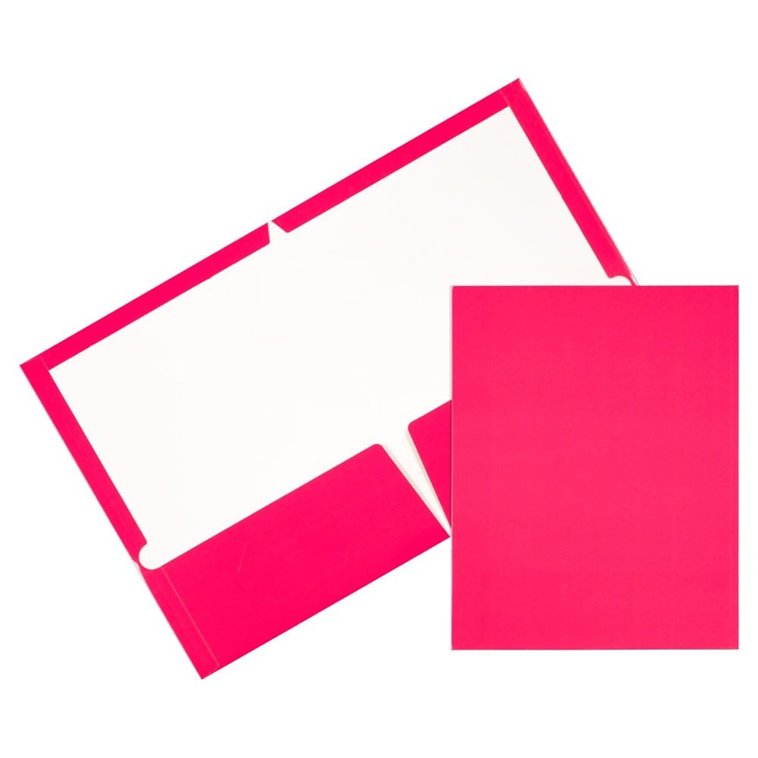 JAM Paper Glossy 2 Pocket Cardstock Presentation Folder, Pink, 50/Box (385Gfuc)