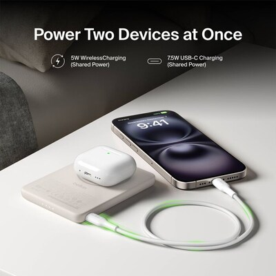 Belkin BoostCharge Slim Magnetic Power Bank, Sand (BPD010FQSA)