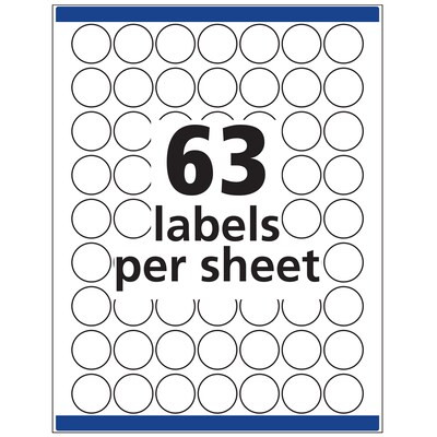 Avery Sure Feed Laser/Inkjet Multipurpose Labels, 1" Dia, White, 945 Labels/Pack (6450)