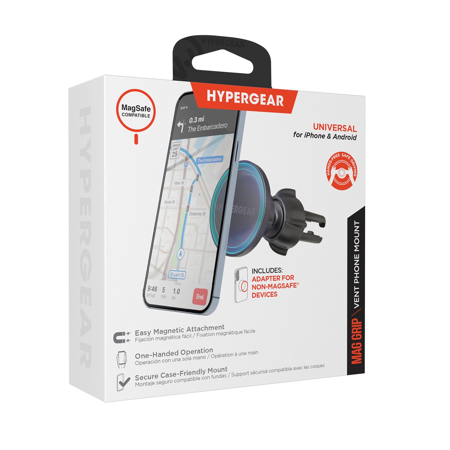 HyperGear Mag Grip MagSafe-Compatible Vent Mount, Black (15982)