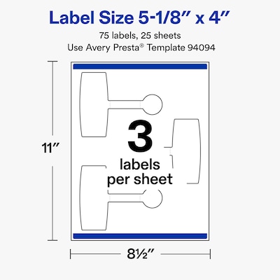 Avery Sealing Labels, 5-1/8" x 4", Clear, 75 Labels/Pack (19479370689)