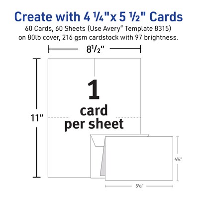 Avery Matte General Use Note Cards, White, 60/Pack (08315)