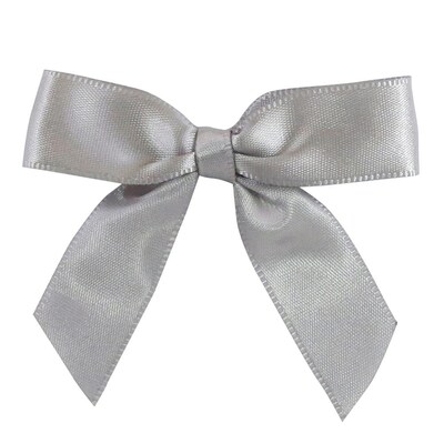JAM Paper Satin Bows, Silver, 100/Pack (52640349172)