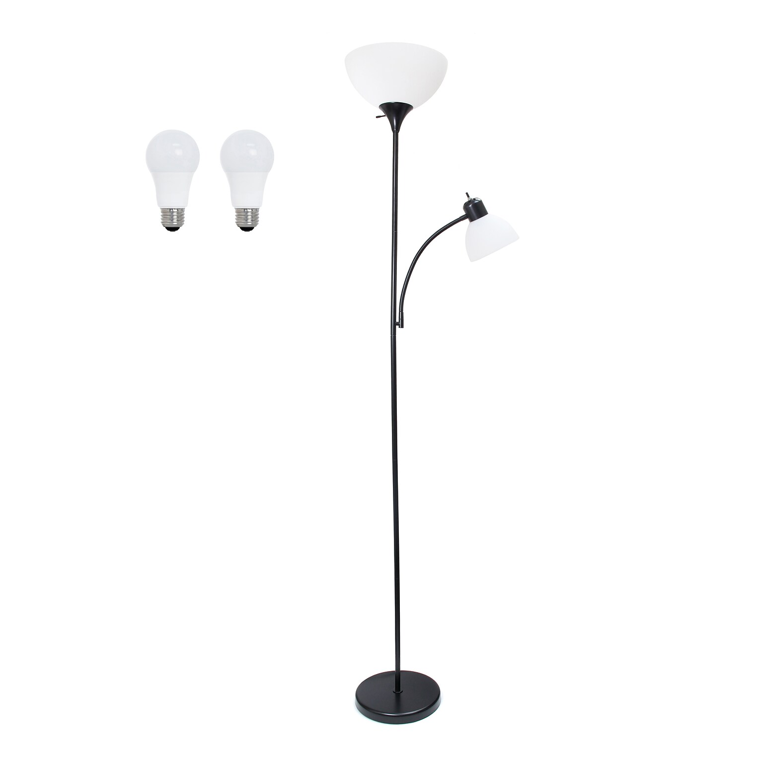 Creekwood Home Essentix 71.5 Floor Lamp with Dome Shade, Black (CWF-3000-BK-LB)
