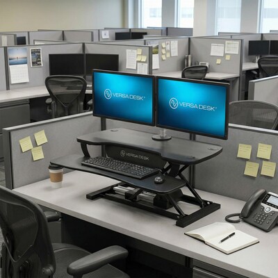 VersaDesk PowerPro 36"W Electric Adjustable Standing Desk Converter, Black (SP7643624-00-01)