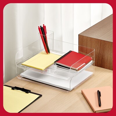 TRU RED™ Stackable Plastic Pen Holder, Clear (TR62286)