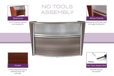 Regency Marque 72"W Curved Reception Desk Workstation, Driftwood Gray (77310GY)