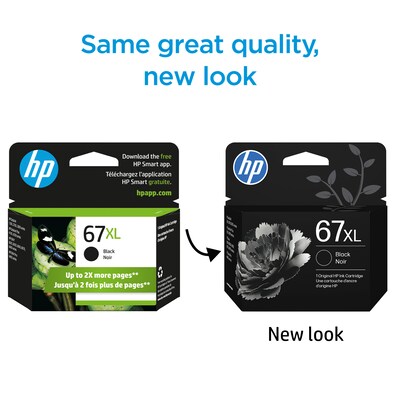 HP 67XL Black High Yield Ink Cartridge, Prints Up to 240 Pages (3YM57AN#140)