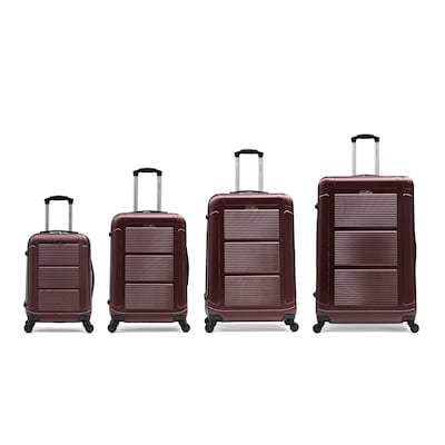 InUSA Pilot 4-Piece Hardside Spinner Luggage Set, TSA Checkpoint Friendly, Wine (IUPILSMLXL-WIN)