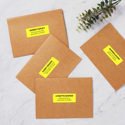 Avery Laser Address Labels, 1 x 2 5/8, Neon Yellow, 30 Labels/Sheet, 25 Sheets/Pack, 750 Labels/Pa