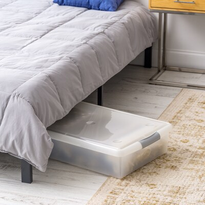 Iris 40 Quart Store and Slide Storage Container with Lid, Plastic, Gray (500229)