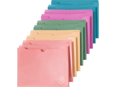 U Brands U-Eco Plastic File Jackets, 1 Expansion, Letter Size, Assorted Colors, 10/Pack (6595U01-12