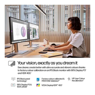 HP Series 7 Pro 27" QHD IPS 120Hz LED AMD FreeSync Monitor, Height Adjustable, Universal Docking Station, Natural Silver