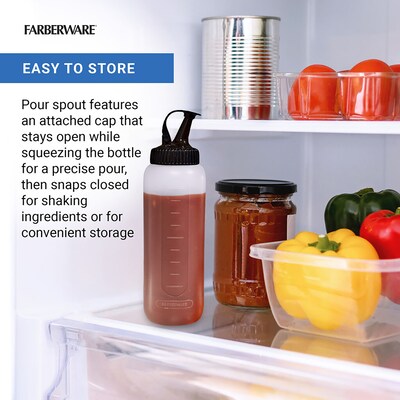 Farberware Condiment Squeeze Bottles, 12 oz., Black/Clear, 2/Pack (5309275)