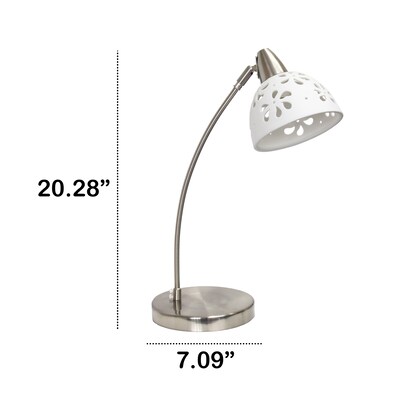 Creekwood Home Blossom 20.28 Traditional Desk Lamp with Flower Cut-Out White Porcelain Shade, Brush