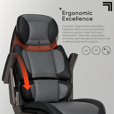 Sharper Image S-950 Heated Ergonomic Faux Leather Swivel Executive Massage Chair, Gray/Black (52755M-GRYBLK)
