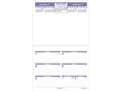 2024 AT-A-GLANCE Flip-A-Week 6 x 7 Weekly Desk Calendar Refill, White/Purple (SW705X-50-24)