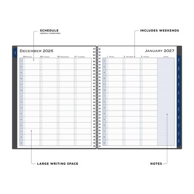 2027 Blue Sky Passages 8.5" x 11" Calendar Year Weekly & Monthly Standard Planner, Plastic Cover, Black (100009-27)