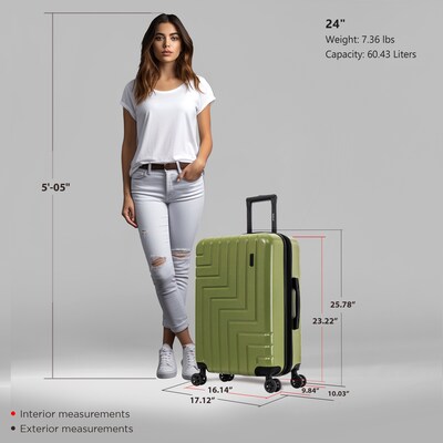 DUKAP Zahav 25.78" Hardside Suitcase, 4-Wheeled Spinner, TSA Checkpoint Friendly, Green (DKZAH00M-GRN)
