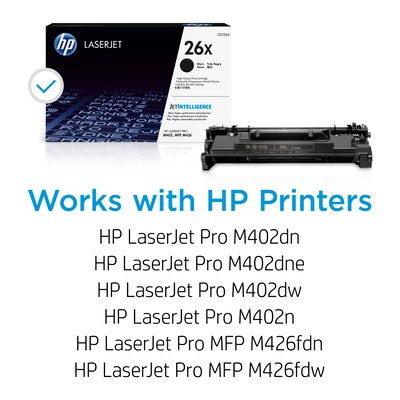 HP 26X Black High Yield Toner Cartridge, Print Up to 9000 Pages (CF226X)