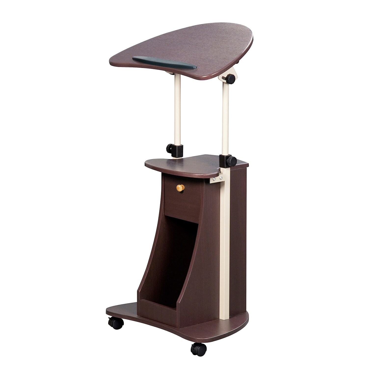Techni Mobili 22W Manual Adjustable Standing Laptop Cart, Chocolate (RTA-B005-CH36)