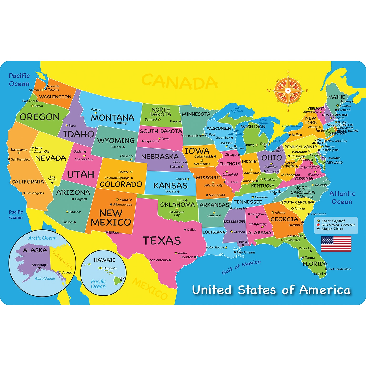Ashley Productions Smart Poly, The Original Fun Mat, Welcome Mat, 15.5 x 23.5, USA Map (ASH91519)