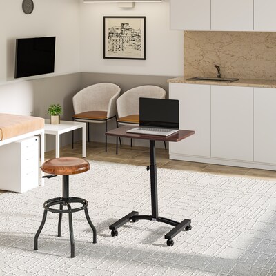 Seville Classics airLIFT 24"W Manual Rectangular Height Adjustable Mobile Sitting Desk, Walnut (WEB162)
