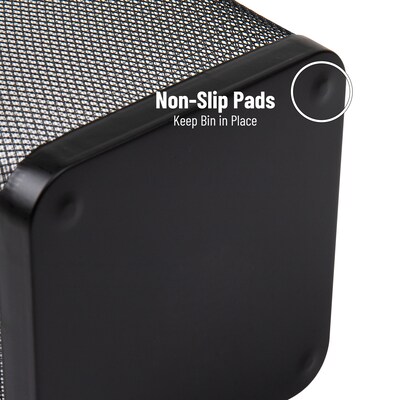 Mind Reader Metal Trash Can Without Lid, 5 Gallon, Black, 2/Pack (2SQUAGA-BLK)