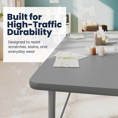 Flash Furniture Wren Rectangular Activity Table, 72" x 30", Height Adjustable, Gray Top/Silver Frame (XUA3072RECGTPC)