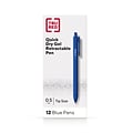 TRU RED Retractable Quick Dry Gel Pens, Fine Point, 0.5mm, Blue, Dozen (TR54490)