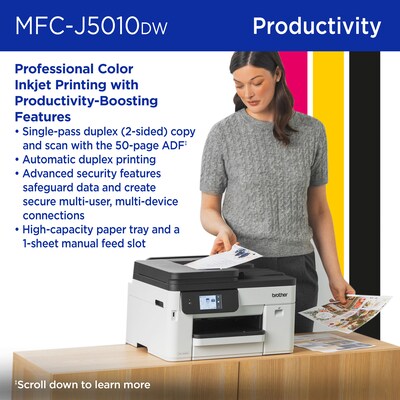 Brother INKvestment MFC-J5010DW Wireless Color All-In-One Inkjet Printer, Best for Home Office