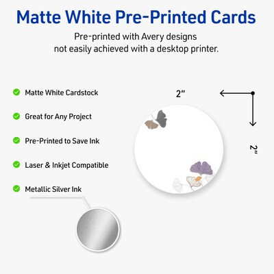 Avery Floral Design Matte Blank Card, White, 120/Pack (S00-F4A)