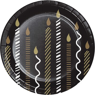 Creative Converting Golden Wishes Birthday Tableware Kit, Black/Gold, Serves 8 (DTC9506E2A)