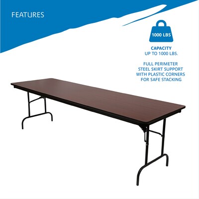 ICEBERG Premium Folding Table, 96" x 30", Mahogany (55234)