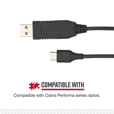 Cobra USB-C to USB-A Cable for Cobra® Performa Business & TrailBlazer GMRS Handheld Radios, Black (0010081-1)