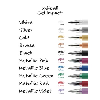 Uni Ball Signo Broad Point Gel Impact Pen White Ink Mm Value Set of 5 NEW