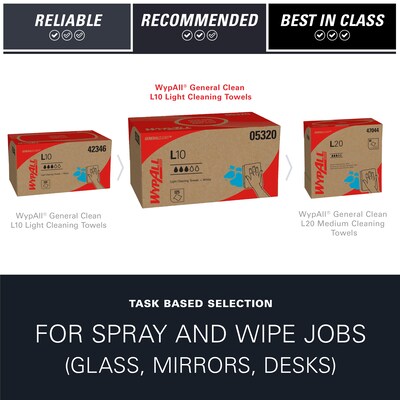 WypAll GeneralClean L10 Nylon Cleaning Wipers, 10.25" x 9.1", Blue, 224 Wipers/Box, 10/Carton (05123)