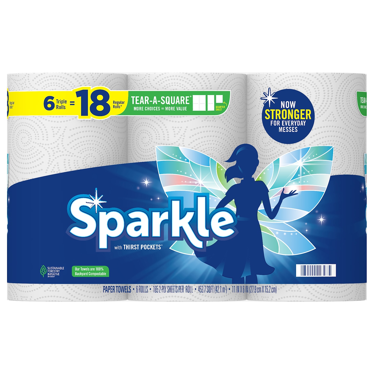 Sparkle Pick-a-Size with Thirst Pockets Paper Towels, 2-ply, 165 Sheets/Roll, 6 Rolls/Pack (22269501)