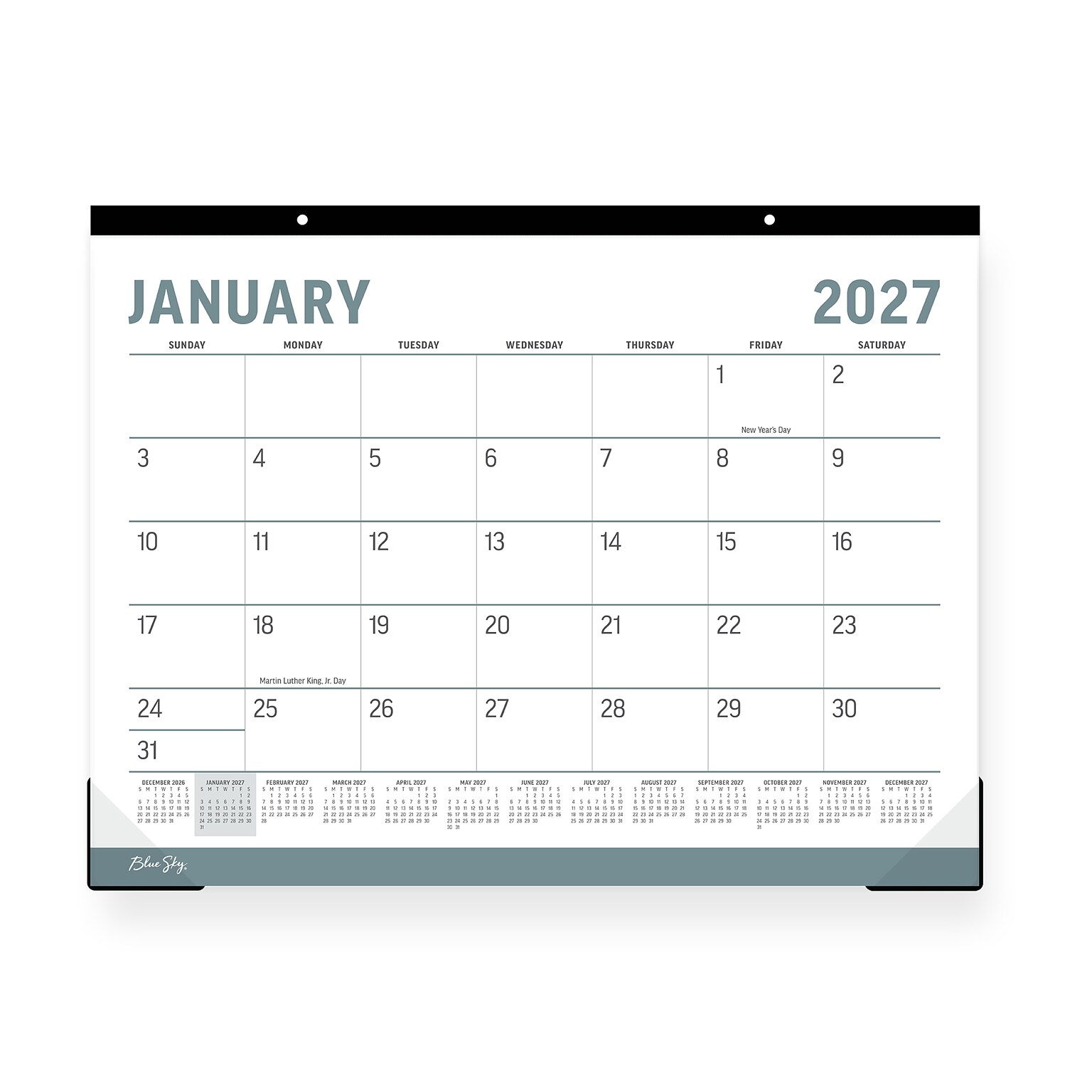 2027 Blue Sky 17 x 22 Monthly Desk Calendar, Gray/White (161000)