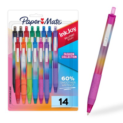 Paper Mate InkJoy Retractable Ballpoint Pen, Medium Point, 1.0mm, Assorted Ink, 14/Pack (2226844)