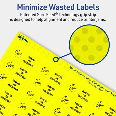 Avery Rectangle Multipurpose Labels, 2/3" x 1-3/4", Neon Yellow, 880/Pack (94209)