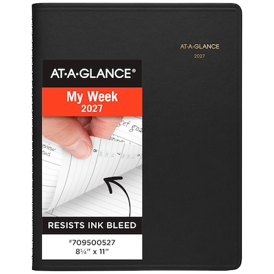 2027 AT-A-GLANCE 8.25 x 11 Weekly Appointment Book, Faux Leather Cover, Black (70-950-05-27)