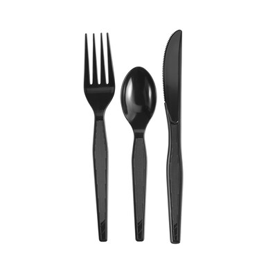 Dixie Individually Wrapped Polystyrene Cutlery Set, Heavy-Weight, Black, 250/Carton (CH56C7)