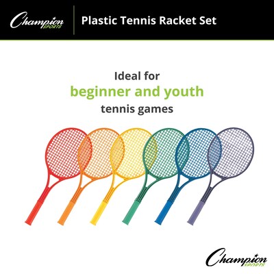 Champion Sports Plastic Tennis Racket Set, 21", Assorted Colors (CHSJTRSET)