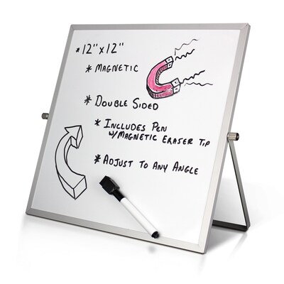 Flipside Double Sided Magnetic Dry-Erase Mobile Whiteboard Flip Easel, 12" x 12" (FLP50005)