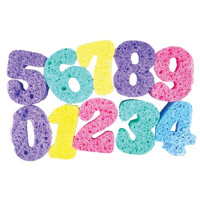 Captain Creative Super Sponges, Numbers, 3, Assorted Colors, 10/Set (APISS18001)