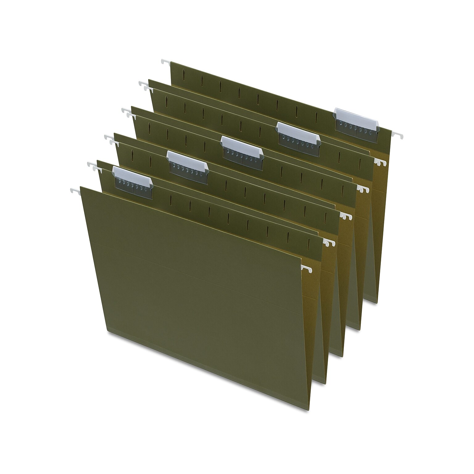 Quill Brand® 100% Recycled Hanging File Folders; 1/5-Cut Adjustable Tabs, Letter Size,Green,  50/Box (745215)