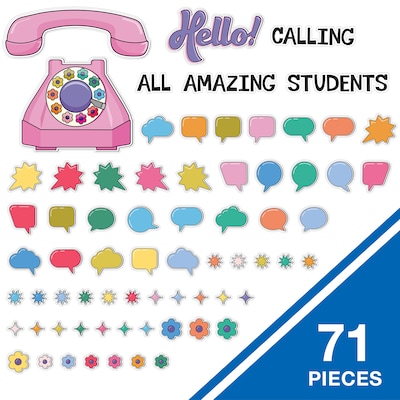 Carson-Dellosa Happily Ever Elementary Retro Remix Hello! Calling All Amazing Students Bulletin Board Set (110591)