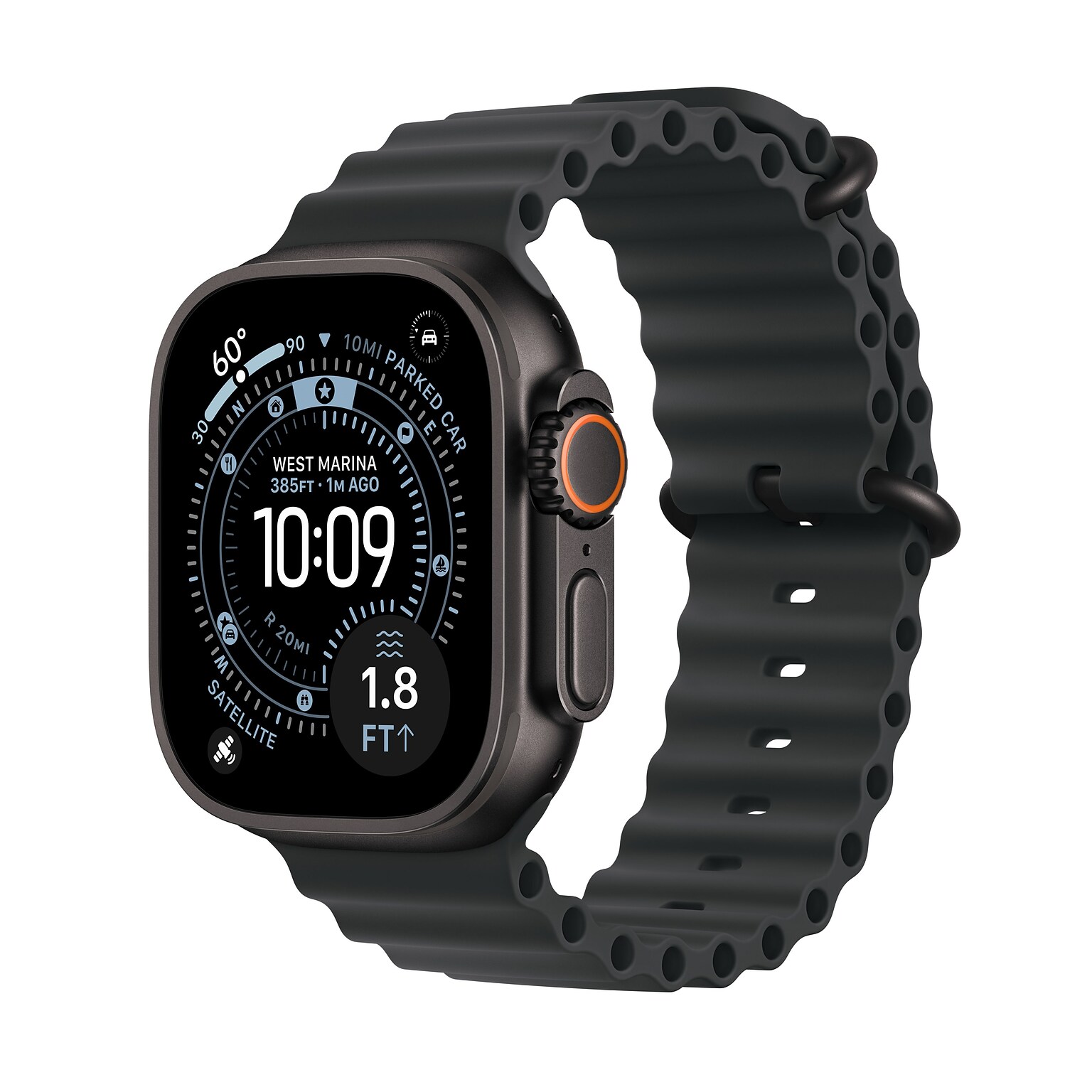 Apple Watch Ultra 3 GPS + Cellular Smartwatch, 49mm, Black Titanium Case with Black Ocean Band (MF0J4LW/A)